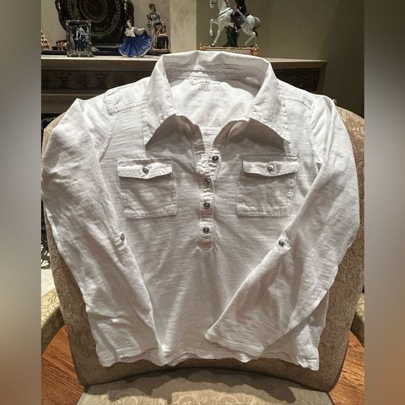 Eddie Bauer White Long Sleeve Henley Shirt Women’s Small Button Front Pullover - Picture 2 of 6
